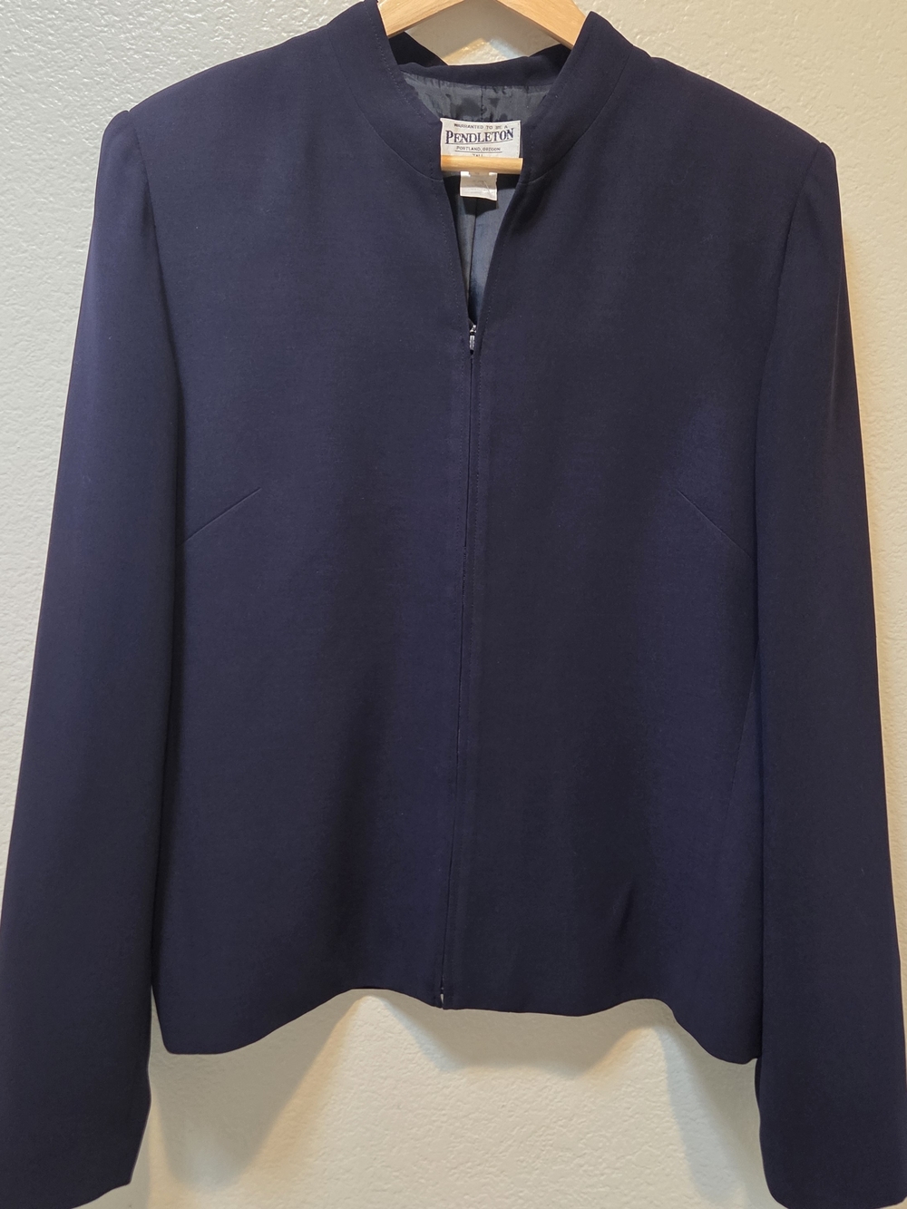 Pendleton Vintage Navy Zip Jacket Size 14 Tailored Minimalist Preppy Old Money